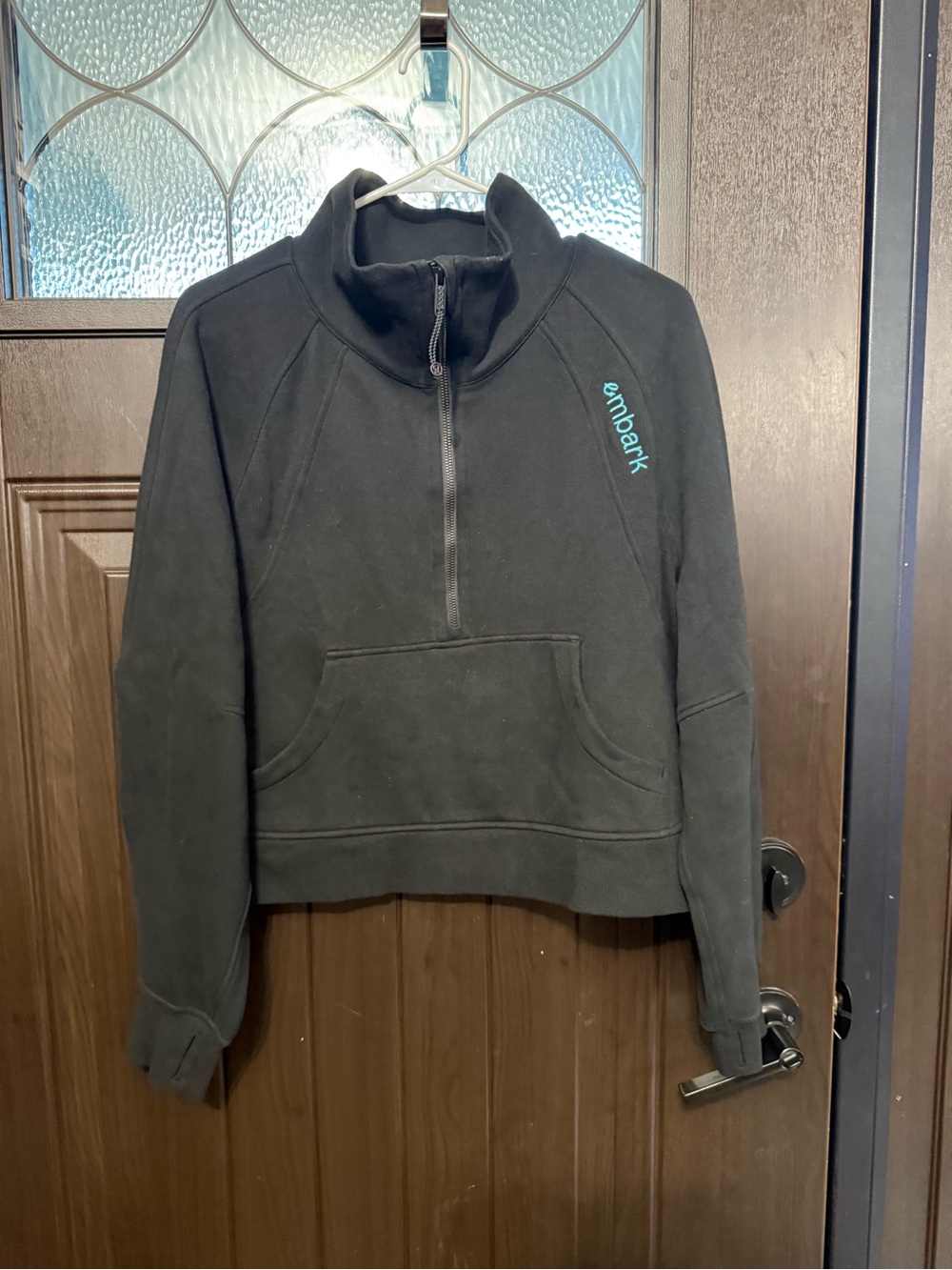 lululemon athletica Scuba Black Half-Zip Sweatshirt with Teal Embroidery - M/L